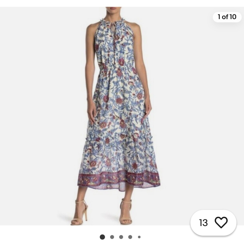 J.Crew bird print halter maxi dress